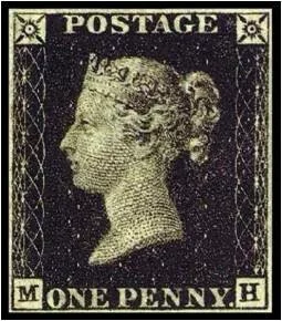The One Penny Black was first postage stamp and is a beautiful work of art and piece of history.