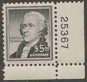 This Mint and Never Hinged gum 1956 Alexander Hamilton stamp is one of the few stamps issued after 1935 that is worth watching for as it is worth far more than its face value.