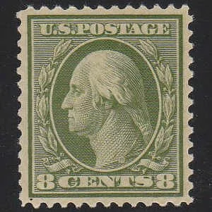Washington's profile is depicted in this 1908 U.S. Stamp