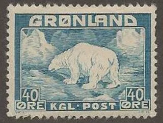 This gorgeous Greenland stamp shows a rare polar bear on stamp, a great find if you're interested in animal topical stamp collecting!