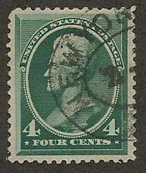 This four cent Andrew Jackson postage stamp was issued by the American Bank Note Company in 1883 - it is surprisingly difficult to find well centered examples like this one.