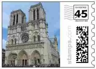 Custom Postage Stamps - me (very small) in front of Notre Dame in Paris